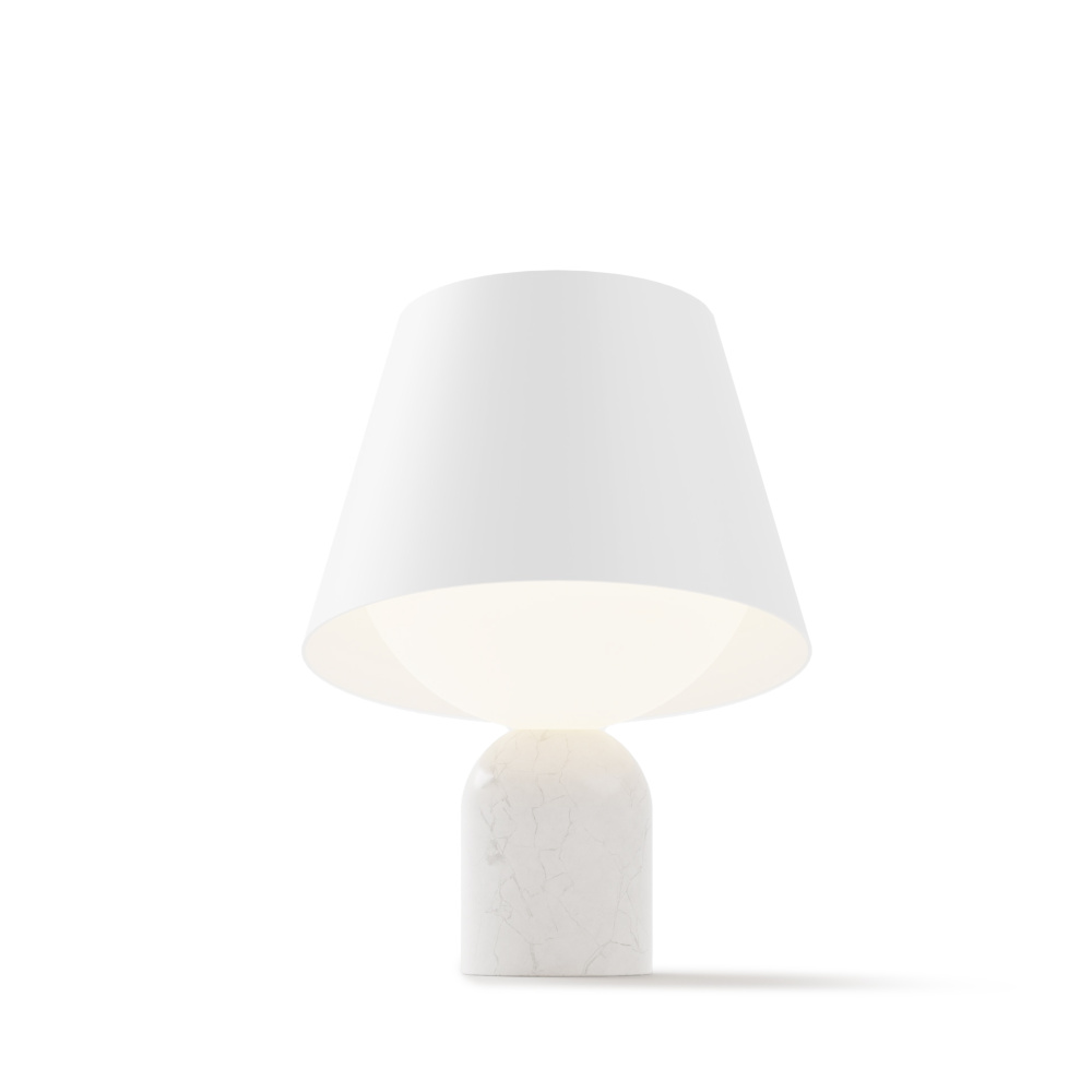 Dude Table Lamp (Carrara White) w/ Matte White Shade